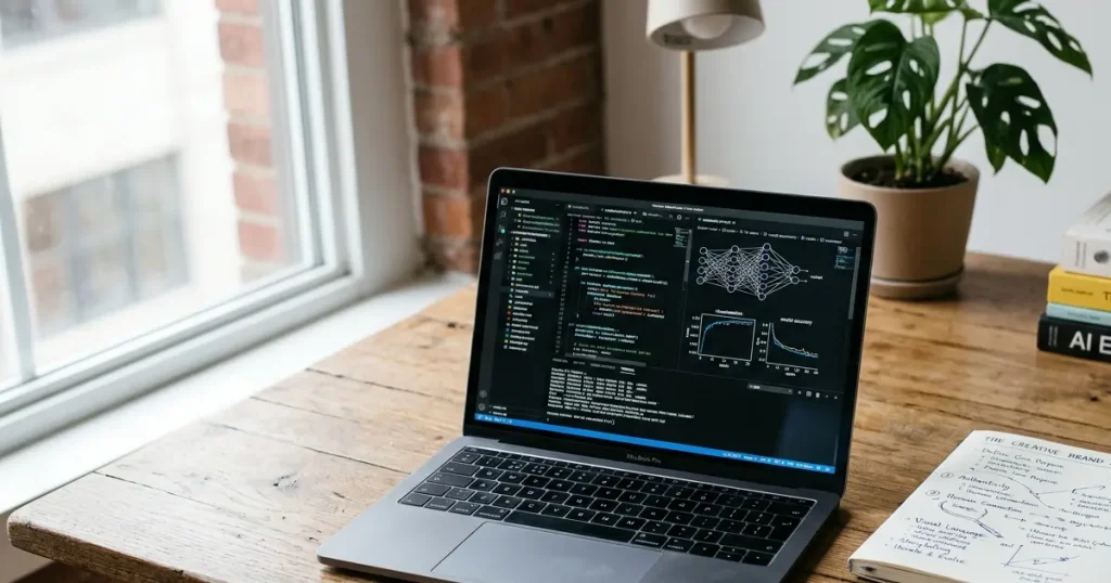 Conceptual workspace blending data analytics and creative brand strategy for modern marketing leaders.